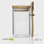 Банка для сыпучих продуктов с ложкой BellaTenero «Эко», 280 м